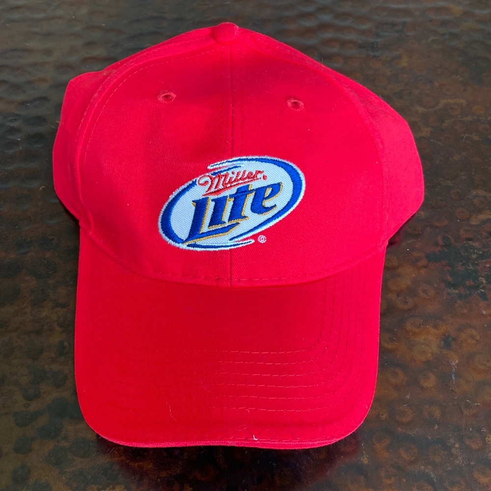 Miller Lite Red Hat w/ adjustable strap - NEW